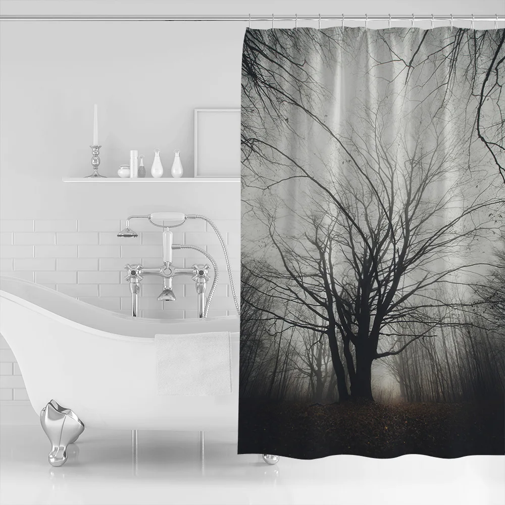WARMTOUR Shower Curtain Branch Tree Forest Extra Long Fabric Bath Curtains Bathroom Decor with Hooks | Дом и сад