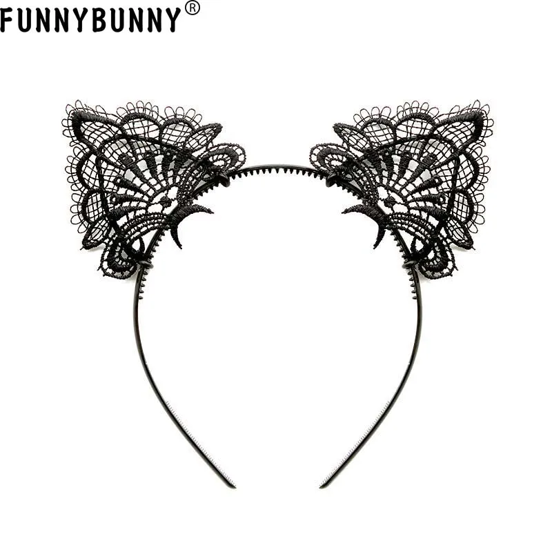 FUNNYBUNNY сексуальный кружевной кот животное ухо оголовье котенок Хэллоуин лента