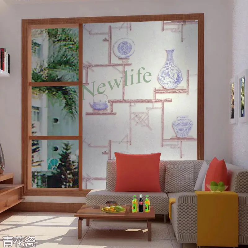 Chinese style Stained glass stickers Frosted decorative film Self-adhesive Window Home Decor kitchen Tea room 45/60*500cm | Дом и сад