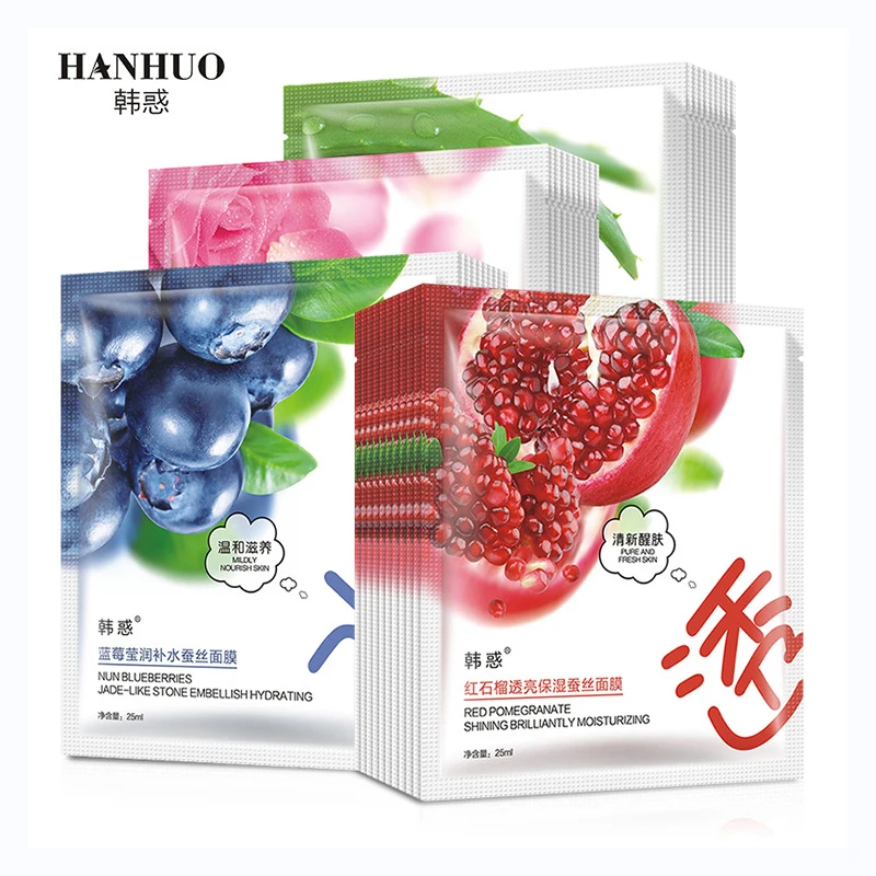 HanHuo свежие черники алоэ вера красная роза шелковая маска для лица ухода за кожей