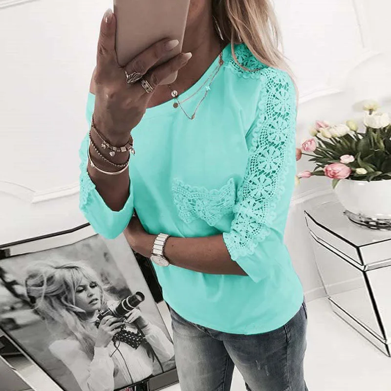 Женская кружевная блузка WS4831M белая однотонная с ажурным Блузы коротким рукавом