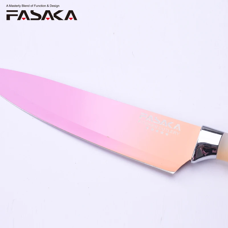 FASAKA Creative New Design Colorful Gradient Chef Knife Stainless Steel 8'' inch Professional Meats Santoku Knives Kitchen Tools | Дом и