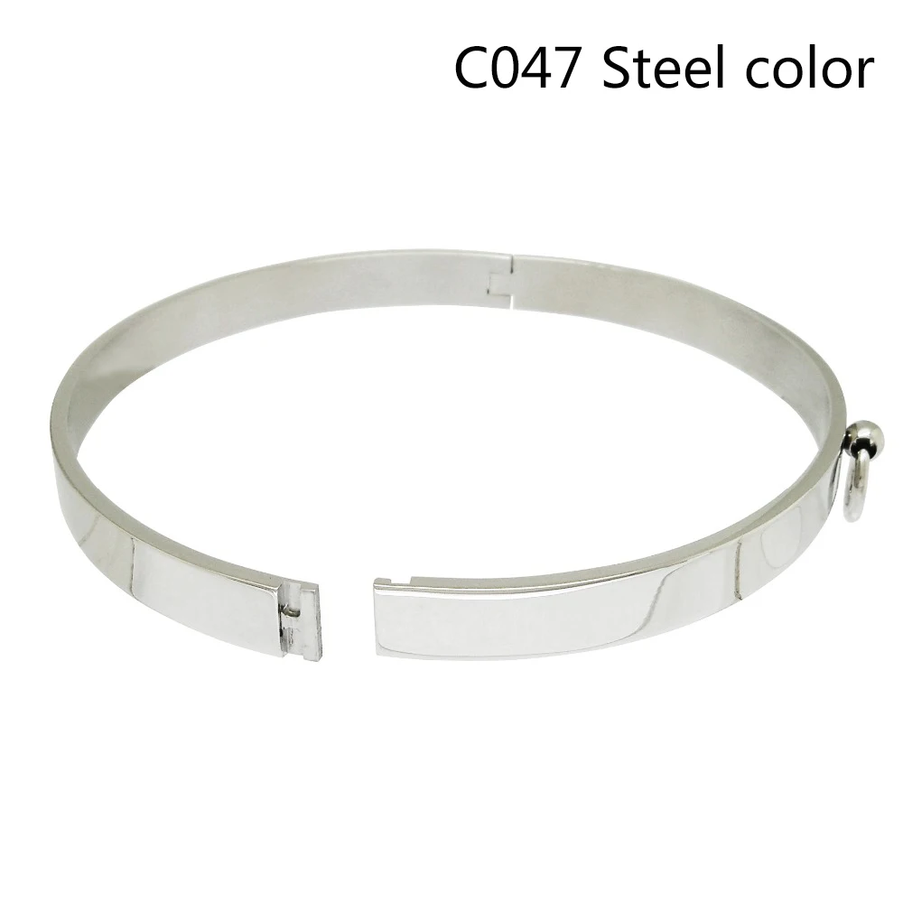 c047 steel color Серебряное, черное, золотое, полированное ожерелье-чокер из нержавеющей стали, фетиш одежда для женщин и мужчин, ювелирные изделия для тела, воротник, модные Торки - Окраска металла: c047 steel color