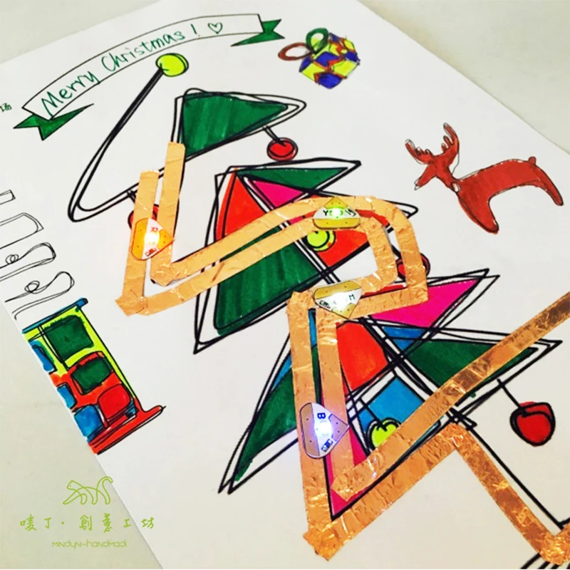 Светодиодные наклейки STEM для детей сделай сам ручная работа мигание мерцающие