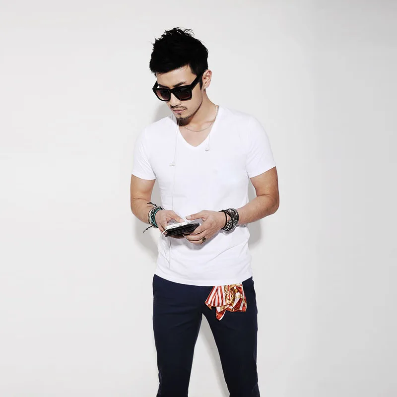 Лето,, мужская рубашка с v-образным вырезом, хлопок, короткий рукав, топы, высокое качество, повседневная мужская приталенная Классическая брендовая рубашка