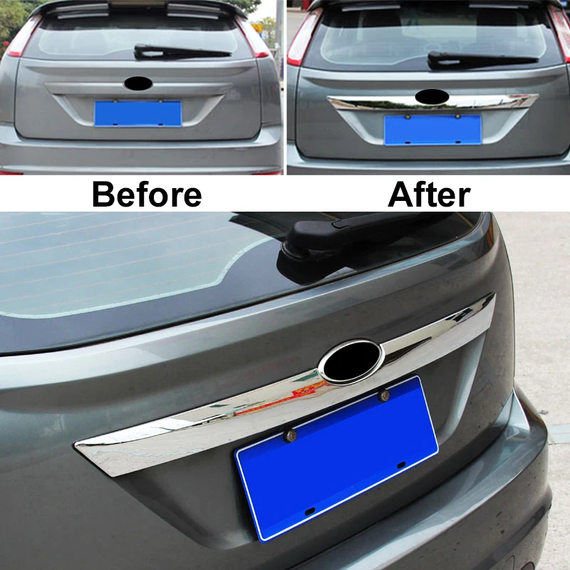 AX CHROME сзади загрузки дверь багажника крышка подходит для FORD FOCUS 2009 2010 2011 хэтчбек облицовка капота аксессуары для отделки