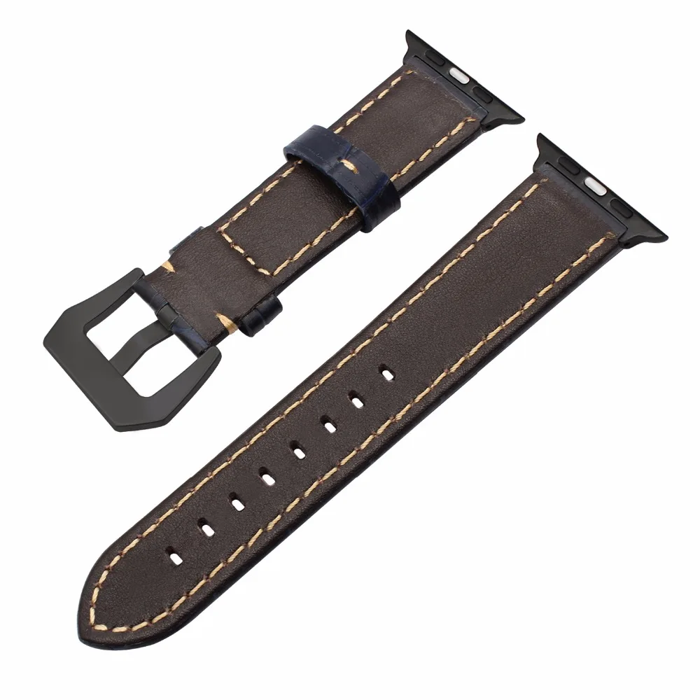 IWonow ремешок из натуральной телячьей кожи для iWatch Apple Watch 38 мм 42 Черный Серебристый