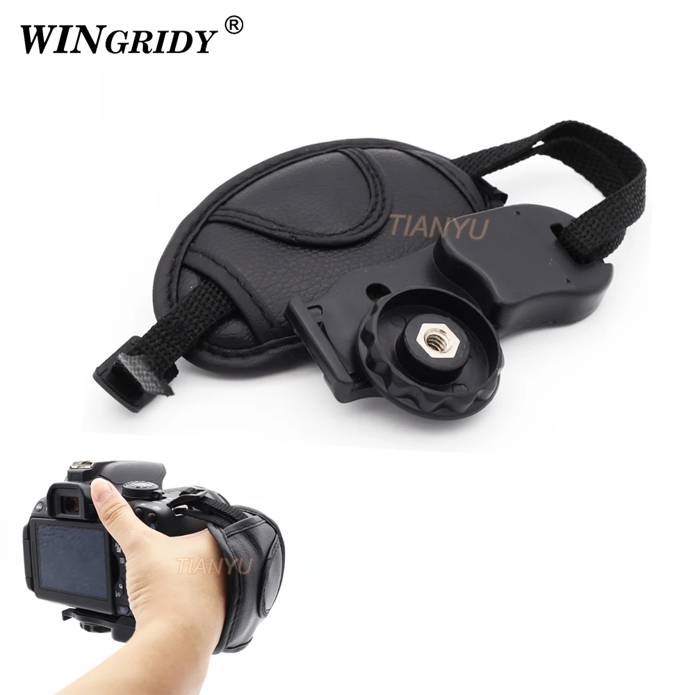 

100% GUARANTEE New Black Leather Camera Hand Strap Grip Wrist Strap For NIKON Canon Sony DSLR High Quality