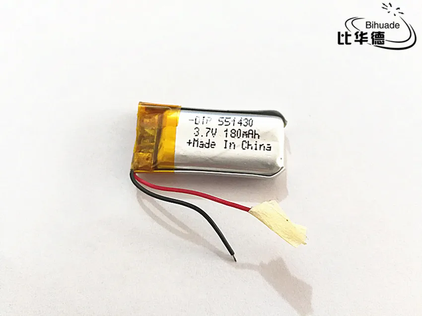 

5pcs/lot 551430 501430 3.7v 180mah LiPo Rechargeable Battery ion cells For Mp3 Mp4 Mp5 DIY PAD E-book bluetooth headset