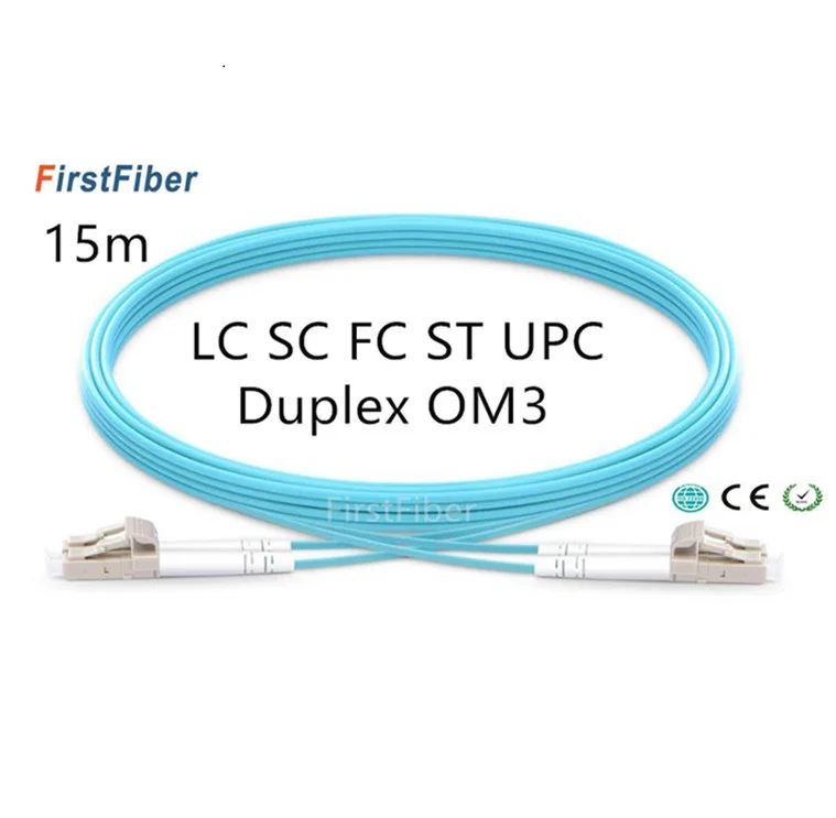Оптоволоконный соединительный кабель 15 м LC SC FC ST UPC OM3 дуплексный перемычка 2