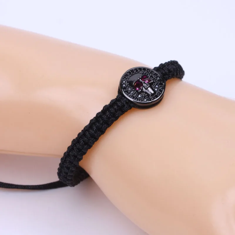 Новый черный CZ проложить череп браслет для мужчин ручной работы готический в