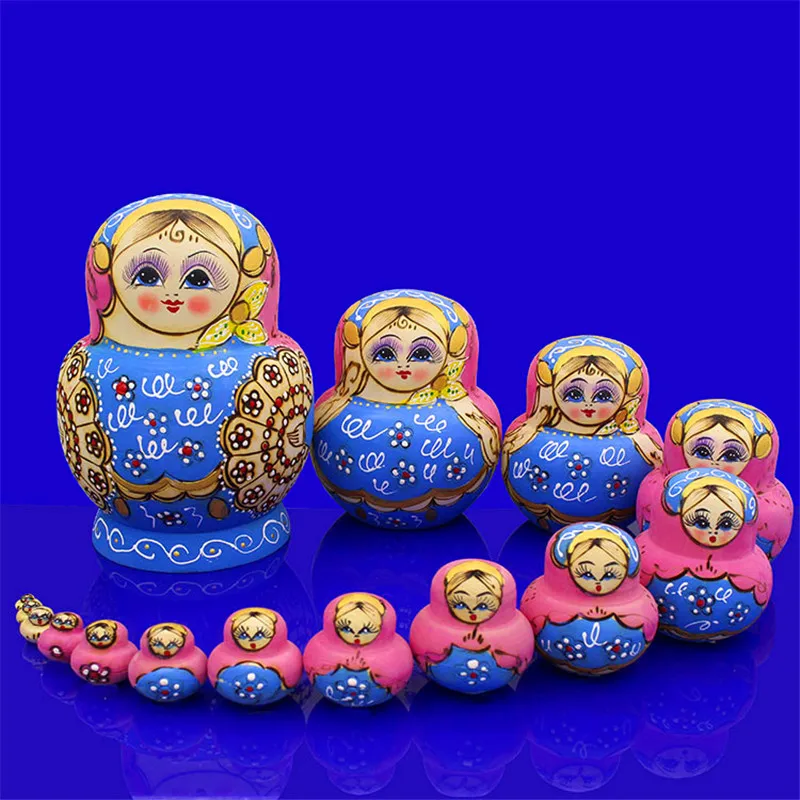 15 слоев сухих липы Mnotht, русские гнездовые куклы, синие и розовые eudкатии, «сделай сам», кукла-матрешка, деревянные игрушки ручной росписи L30