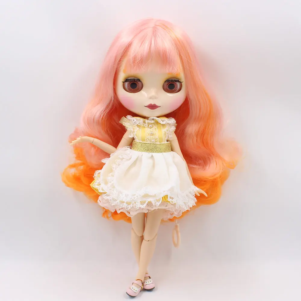 Ледяной DBS Blyth кукольные шарнирное тело смесь розового orange волос с челкой из белой