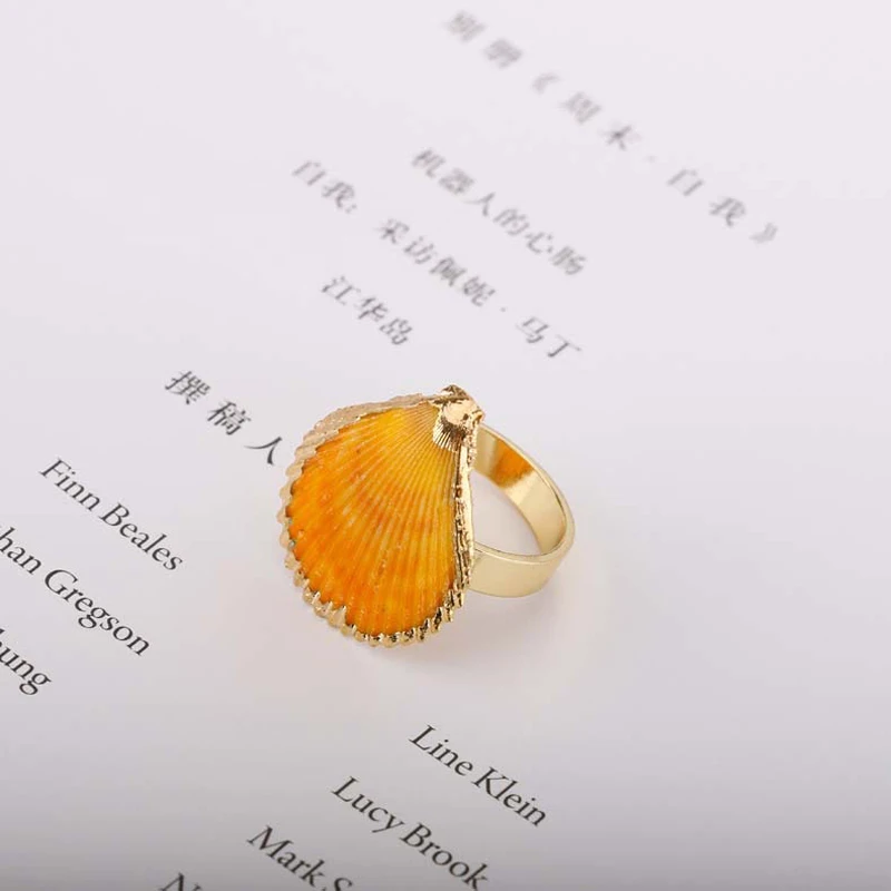 Натуральное желтое кольцо в виде ракушки женское ювелирное изделие большой