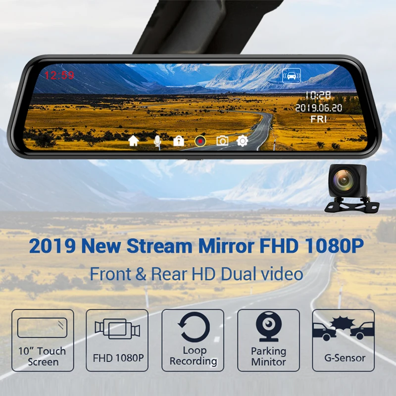 LDZDSEE A9 Автомобильная камера DVR зеркало dashcam 10 &quotFull HD 1920x1080 с камерой заднего вида