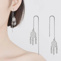 kofsac new fashion 925 sterling silver chain earrings for women dreamcatcher long tassel ear line earring jewelry gift brincos