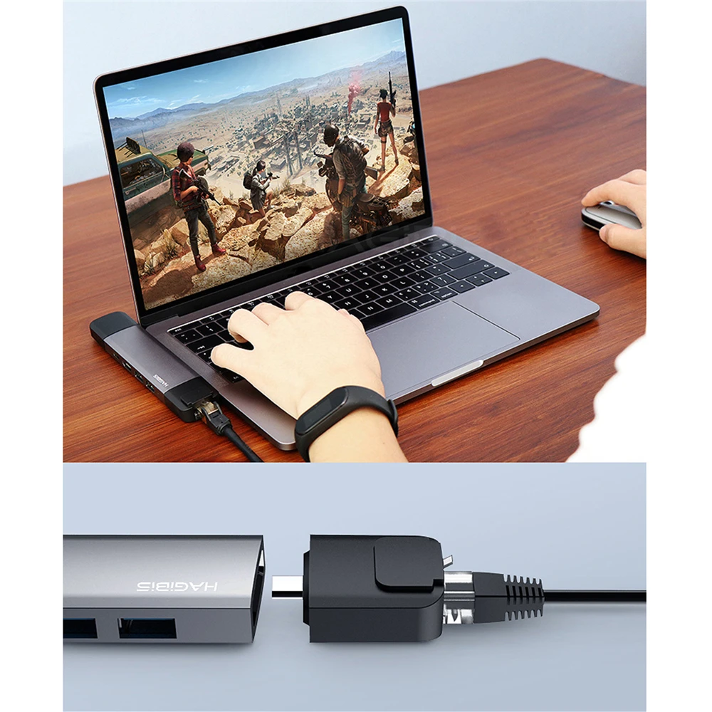 Двойной тип C концентратор адаптер USB 3,0 4 к HDMI Thunderbolt 3 для Apple MacBook Pro SD/TF слот для карт зарядное устройство PD адаптер с чехол для хранения