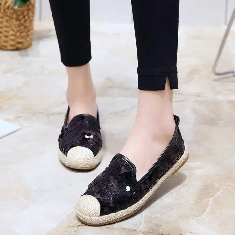 Женская дышащая обувь в рыбацком стиле Wertzk летняя на плоской подошве с блестками