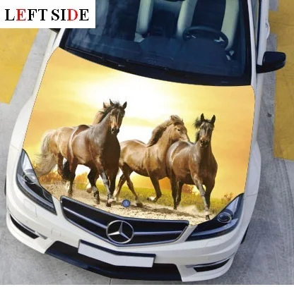 Левая сторона автомобиля наклейки и яркий капот лошадь бег Стайлинг Наклейка