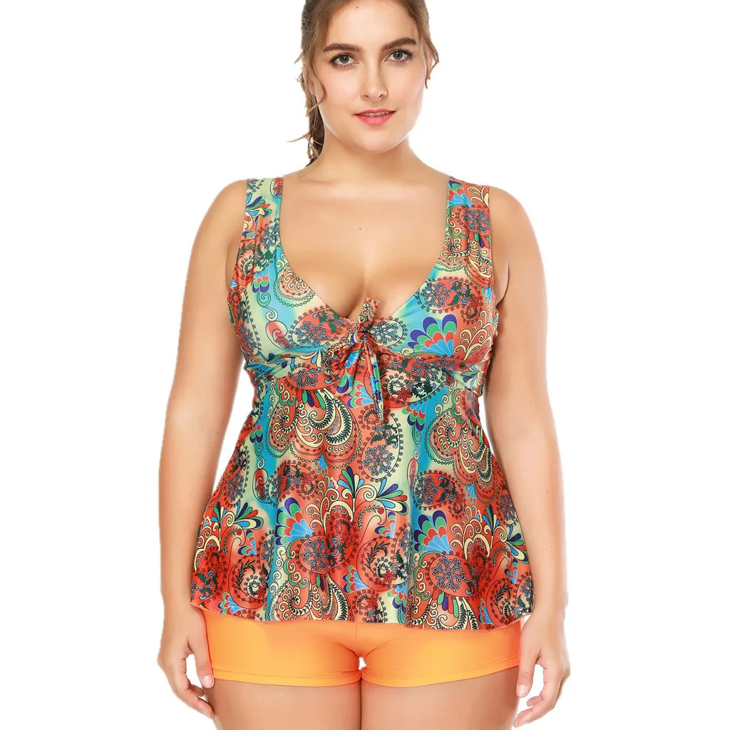 SAGACE двухсекционные костюмы большой размер купальники оранжевый купальник принт