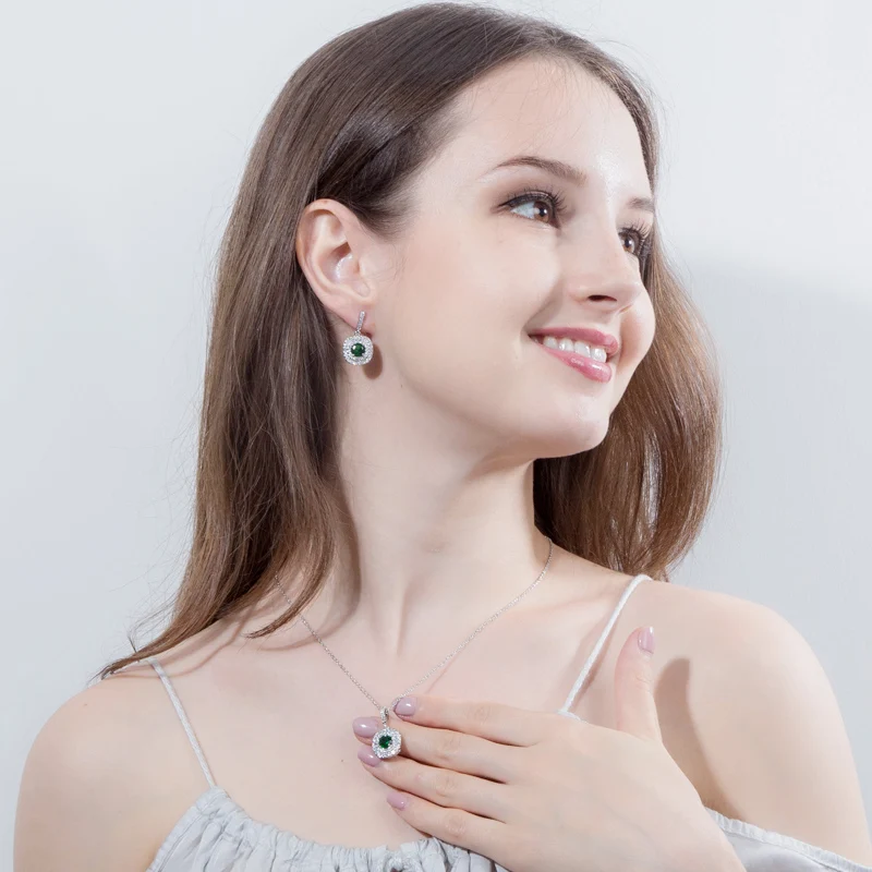 Комплект из колье и серёг с фианитом 1 25 карата|cz jewelry set|jewelry sets for womenfashion set |
