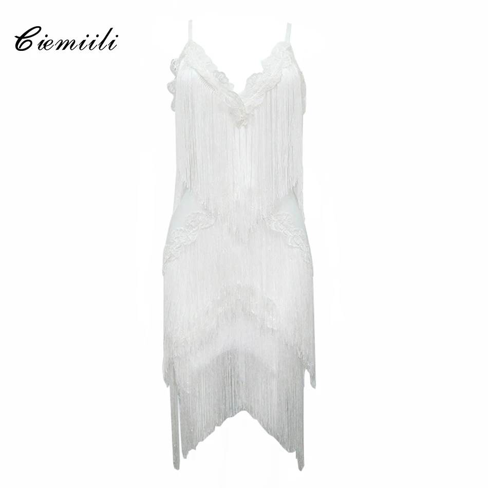 CIEMIILI 2018 летнее женское платье с v-образным вырезом и кисточками Бандажное