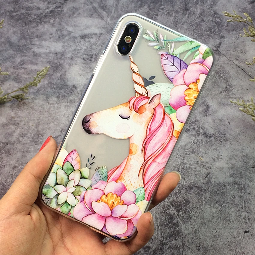 Flamingos Phone Cases For iPhone 7 8 Plus Case X XS Max XR Leaf Soft Cover 6 6S 5 5S SE Capa | Мобильные телефоны и