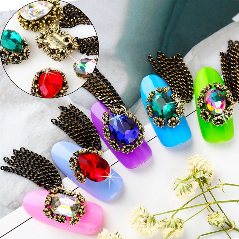 MTSSII 2018 Панк стиль кисточки цепи гвоздики стразы ювелирные изделия профессиональные арт-шармы DIY маникюр 3D блестящие украшения.