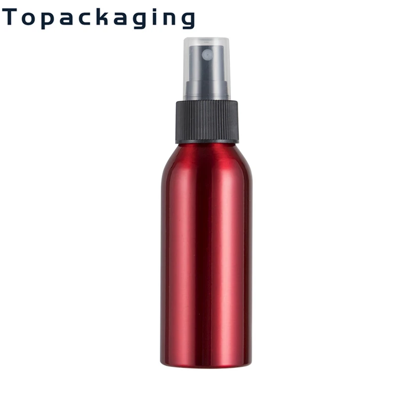 

30pcs 100ml Red Aluminum Sprayer pump perfume bottle 3.5oz empty aluminum bottle with super fine mist spray plastic pump