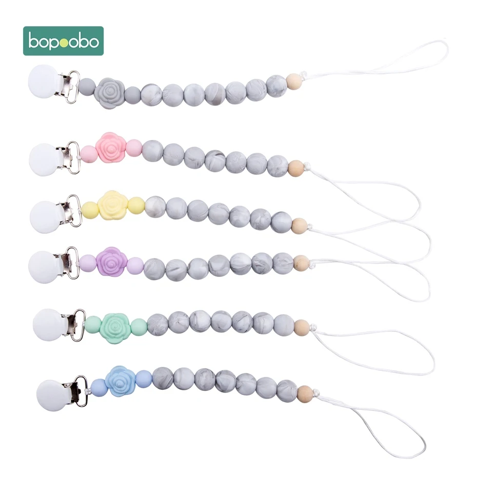 Bopoobo 1 шт. силиконовые мраморные Прорезыватели розы клипсы для соски цепи соска