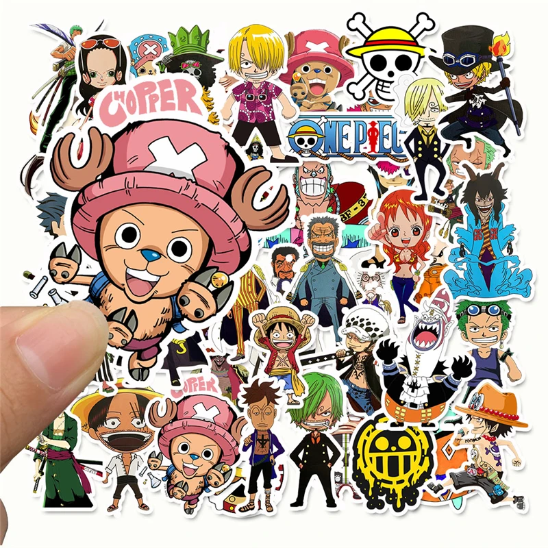 Pegatinas de Luffy de una pieza para coche, Laptop, mochila de PVC, almohadilla de calcoman&iacute;a para el hogar, bicicleta, PS4, impermeable, 50 unids/lote, 2020-4
