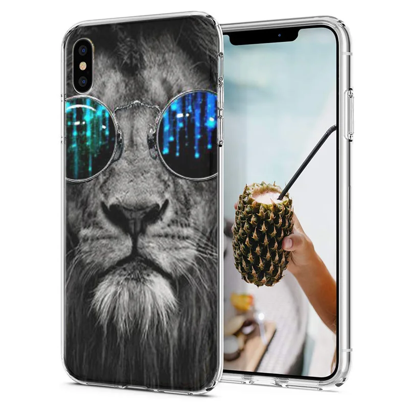 Soft Phone Case For iPhone 6 7 XS Max Covers TPU Colorful Unicorn Lion Leopard Pattern Fundas X XR F044 |