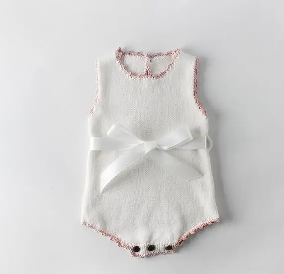 82071 White romper Одежда для маленьких девочек осенний детский вязаный комбинезон, комплект для новорожденных девочек, кардиган для мальчиков, свитер детский комбинезон хлопок для девочек - Цвет: 82071 White romper