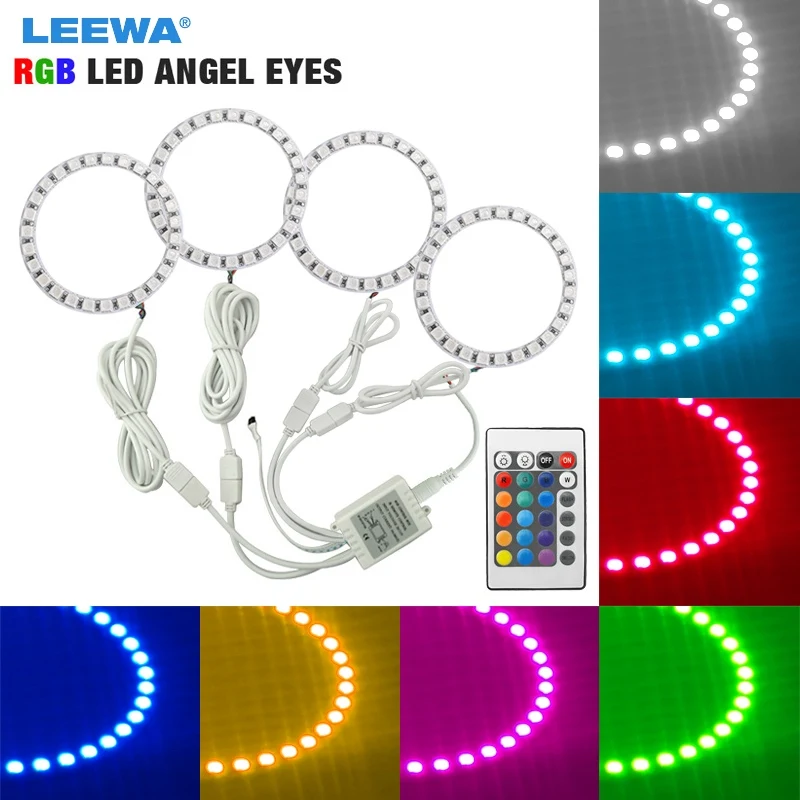 LEEWA 4X80mm Car RGB LED Angel Eyes Halo Ring Light Wireless Remote Control Headlight for Toyota Camry (Euro/US)/07 (US) | Автомобили и