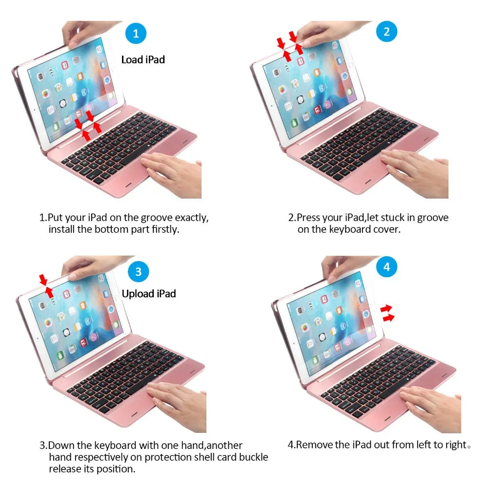 Клавиатура Чехол для iPad 9,7 6th iPad 9,7 5th, смарт-Беспроводной клавиатура чехол для iPad Air 2, iPad Pro 9,7 дюйма Планшет
