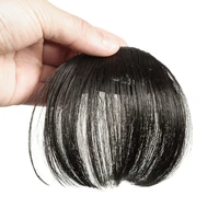 gres natural straight clip in hair extensions women synthetic hair bangs high temperature fiber dark brownblack false hair