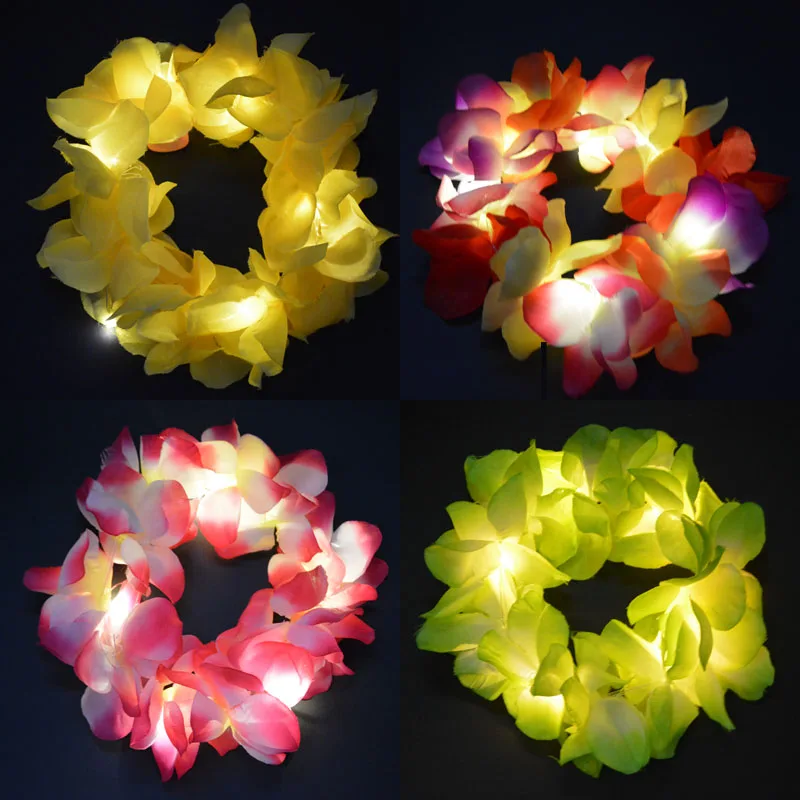 Светящаяся Гавайская Цветочная повязка на голову Hula Garland Венок женская одежда