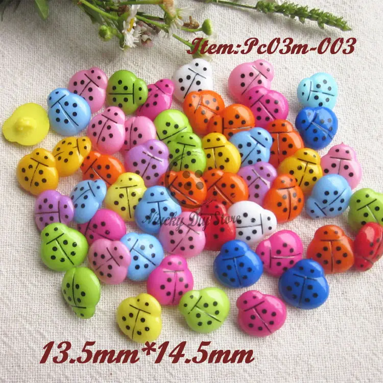 120 шт. разноцветные пуговицы божья коровка Пластиковые бионические Детские