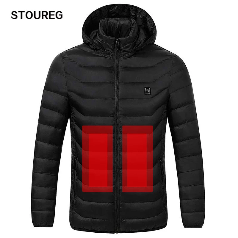 Зимние теплые куртки с подогревом для мужчин женщин Smart термостат капюшоном