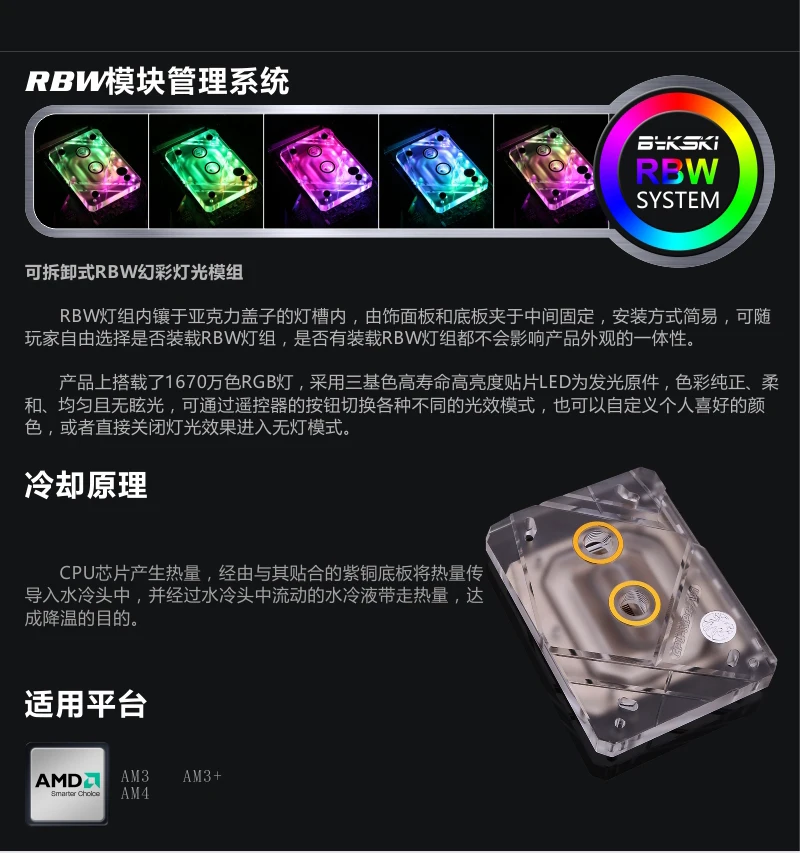 Bykski водоблок для процессора для AMD Ryzen AM4 AM3 AM3+ воды жидкостного охлаждения