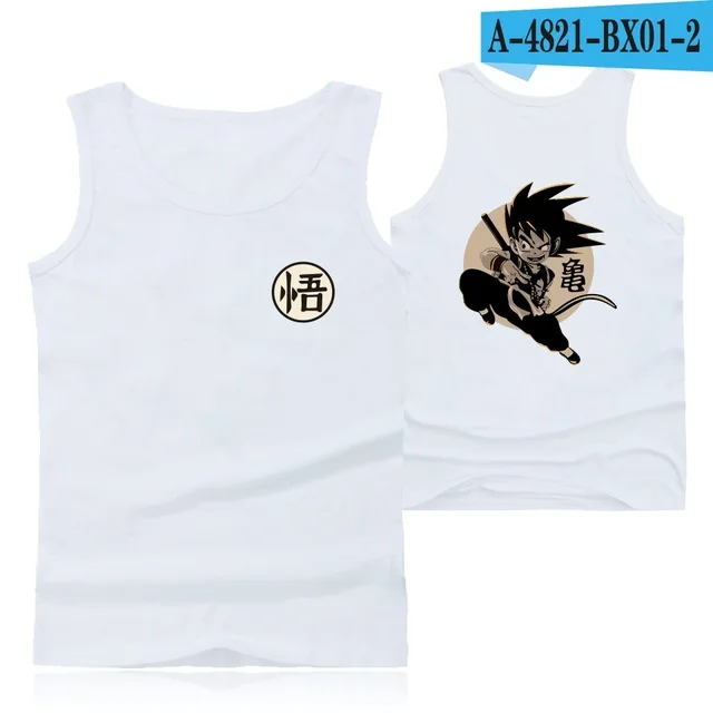 white Dragon Ball, бодибилдинг, безрукавки, мужские, аниме, для спортзала, безрукавка, Наруто, Летний жилет, для фитнеса, майка, мужская одежда - Цвет: white