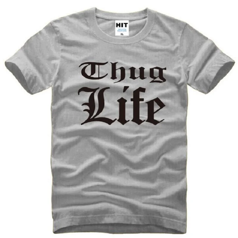Мужская футболка с принтом Thug Life Tupac летняя Стильная хлопковая коротким рукавом и
