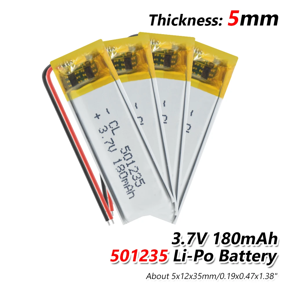 1/2/4 шт. 501235 3,7 v 180mAh литий-полимерная батарея 3 7 Вольт ли бо ионным lipo аккумуляторные батареи для dvd gps навигации