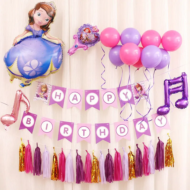 

New style Birthday Party Backdrops Decoration Balloon Set with Paper Banners Baby Shower Adult Birthday Background DIY Supplies