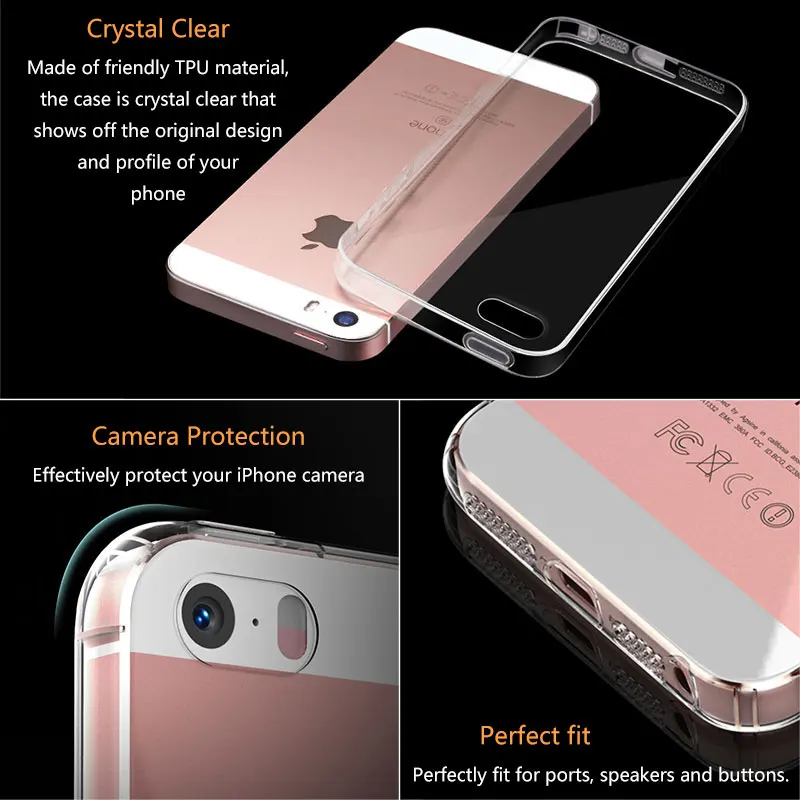 Чехол для Телефона iPhone 5 5S se 4 4S Роскошные компактный Мягкие силиконовые