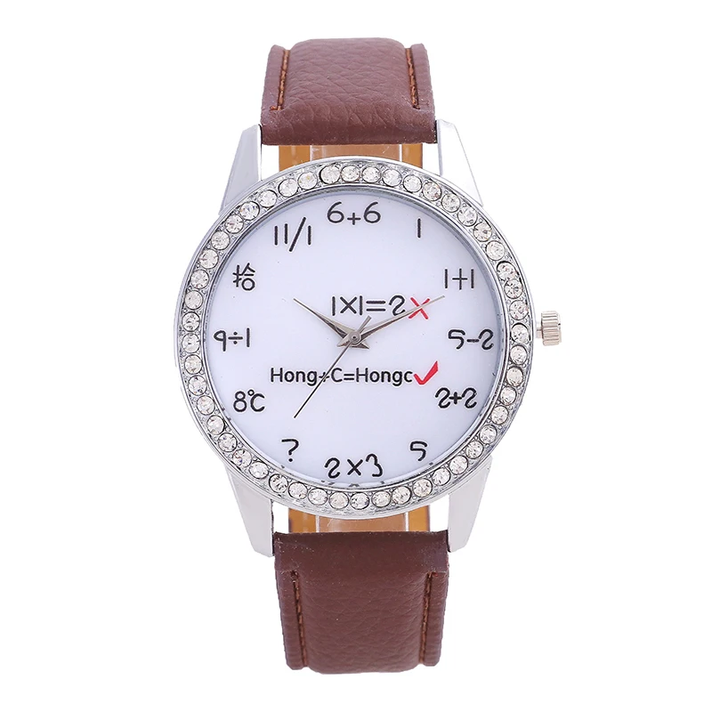 Модные женские часы для отдыха Брендовые кожаные бриллианты математическая