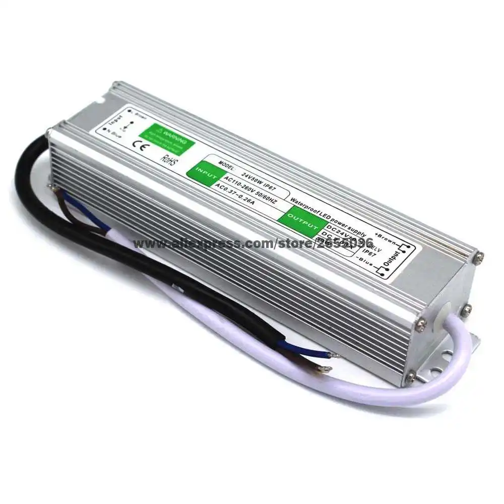Водонепроницаемый ip67 источник питания 24V 2.1A 50w светодиодный трансформатор AC110V 220V