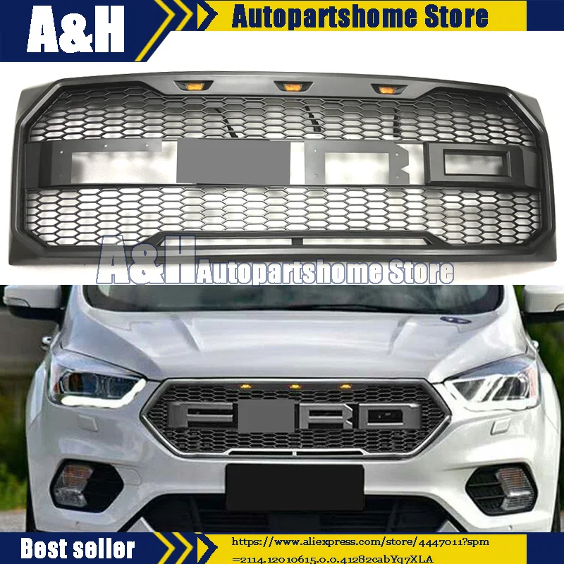 Передняя решетка бампера для 2017 Ford Escape Raptor Style Sport Mesh угольно серый|Гоночные