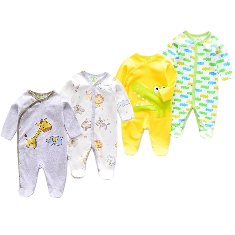 Комбинезон детский с длинным рукавом 4 шт./Лот мультяшным жирафом слоном