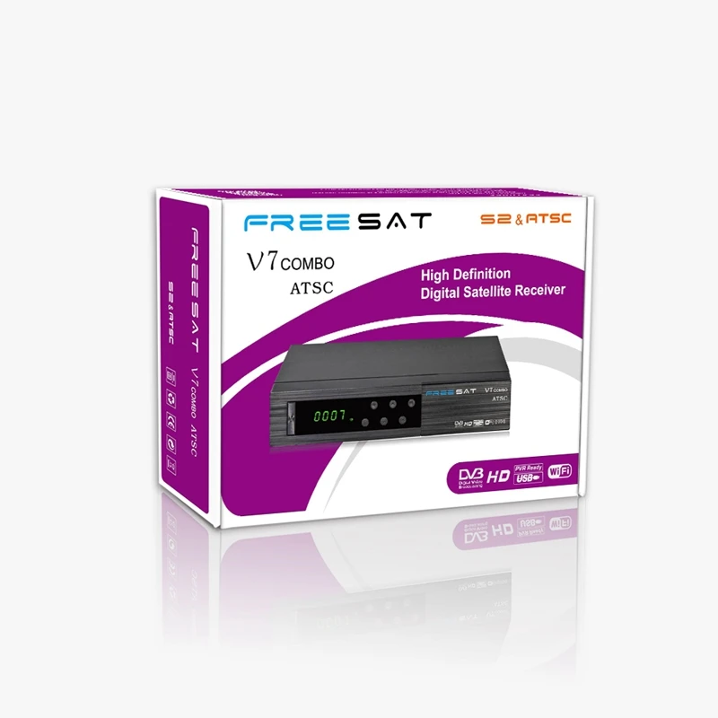 DVB S2 спутниковый ресивер ATSC Freesat V7 Combo Северная Америка поддержка PowerVu Biss Youporn|v7